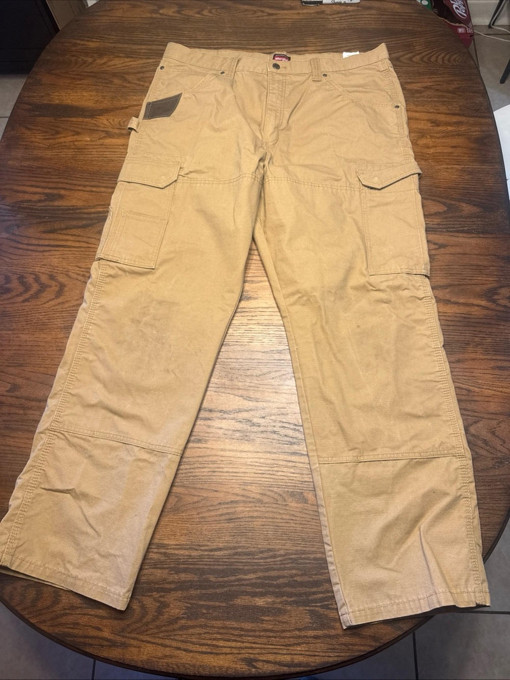 Wrangler Workwear Mens Khaki Tan Ripstop Cargo Pants 10WMWR1RH 38x32